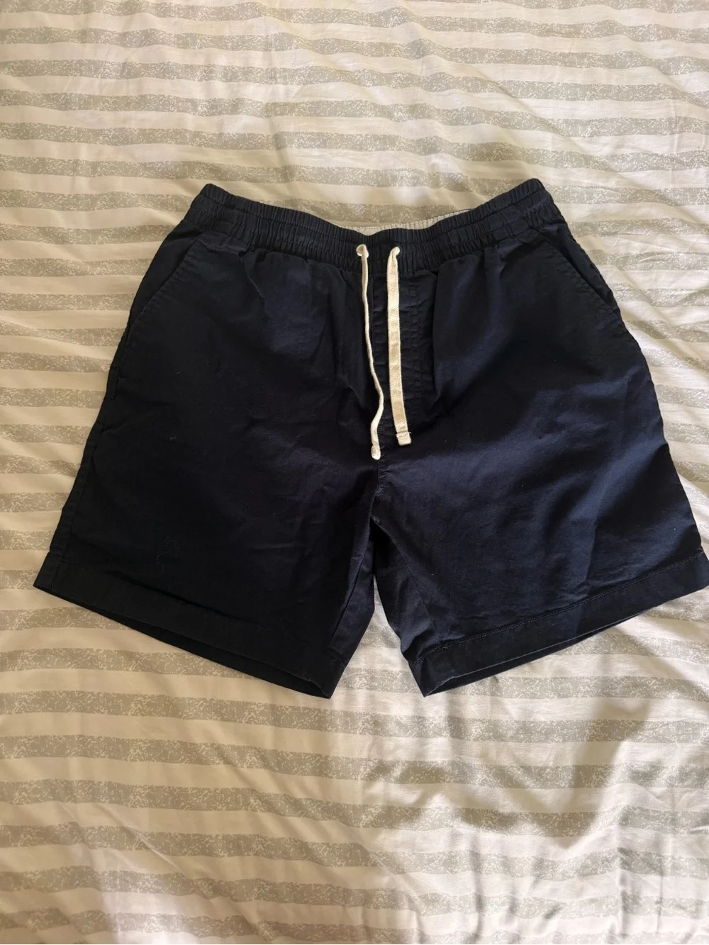 J. Crew Men’s Navy Cotton Drawstring Athletic Shorts with Contrast Cord